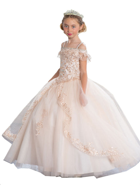 Girls Multi Colors Off-Shoulder Sparkle Ball Gown Dress 3-16 - SophiasStyle.com